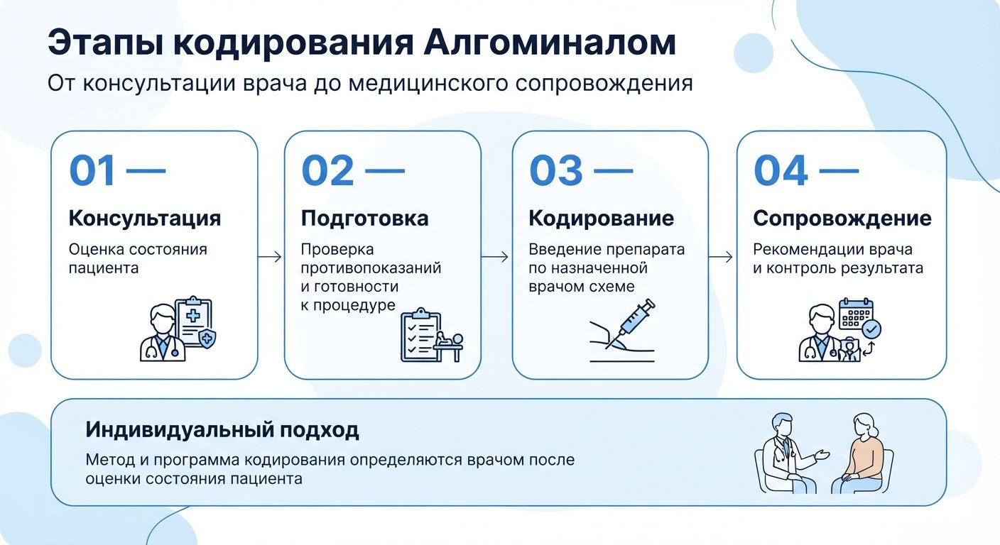 Кодирование препаратом «Алгоминал» в Кубинке инфографика